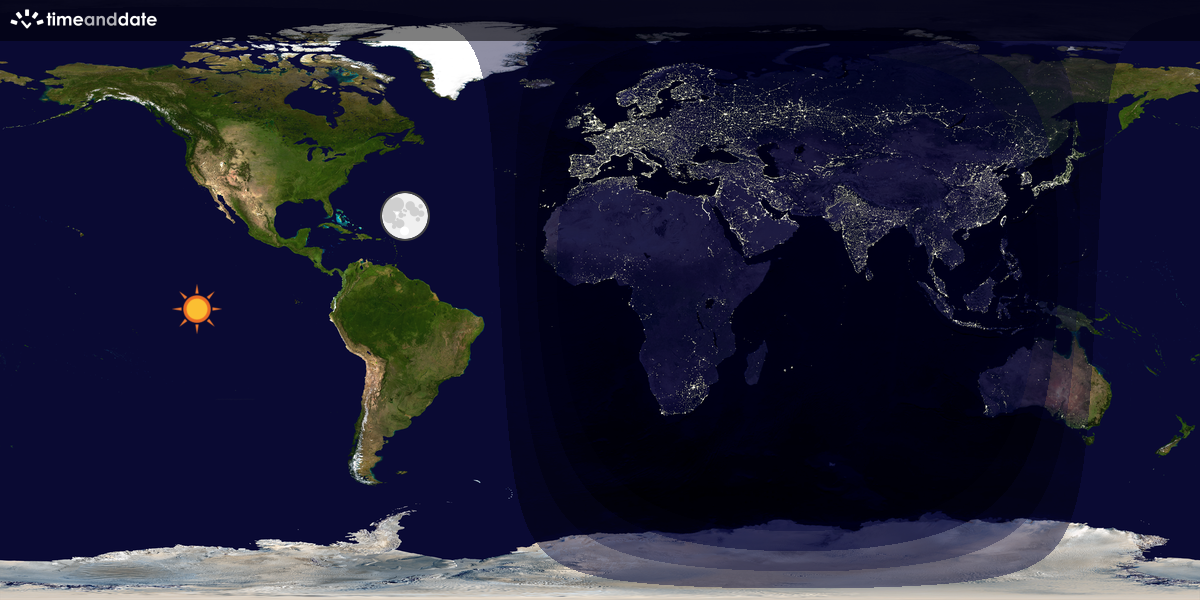 Verdenskart som viser dag og natt 