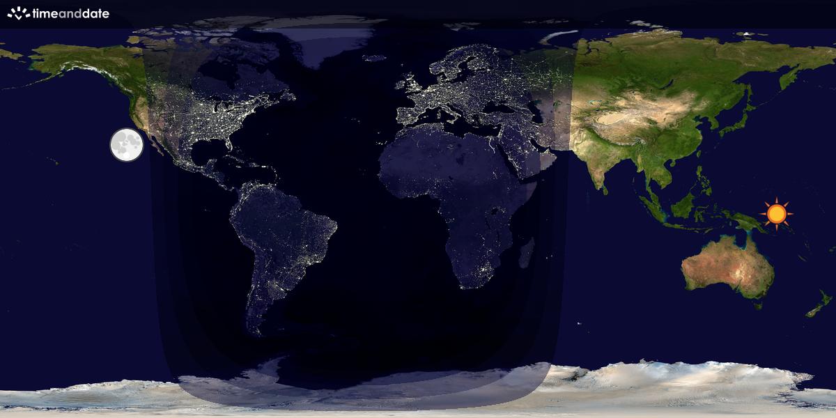 Verdenskart som viser dag og natt 