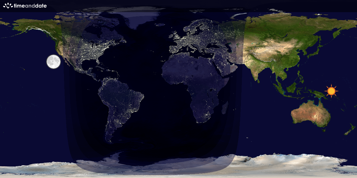 Verdenskart som viser dag og natt 