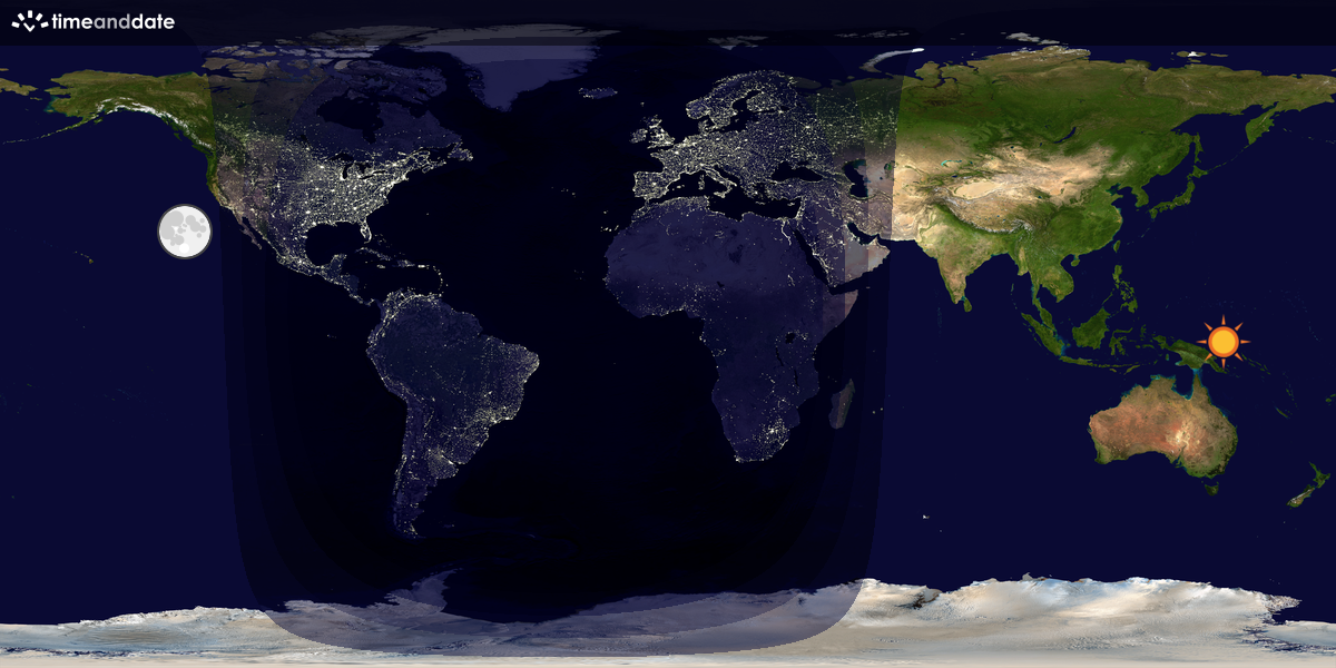 Verdenskart som viser dag og natt 