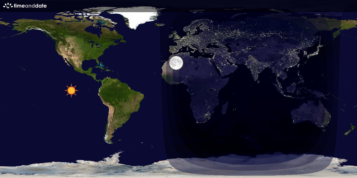 Verdenskart som viser dag og natt 