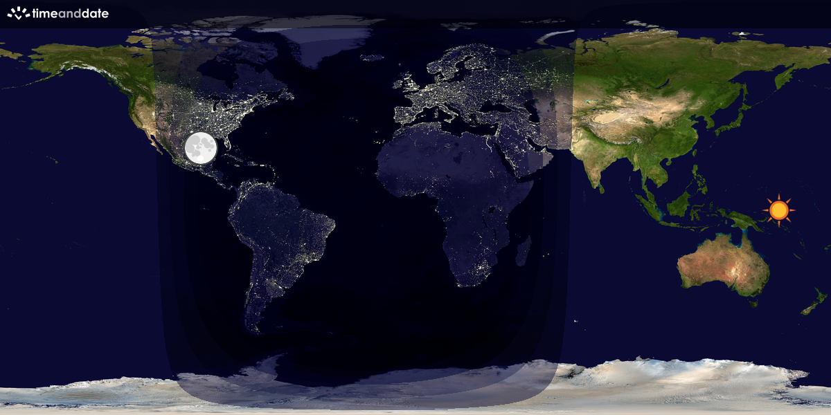 Verdenskart som viser dag og natt 