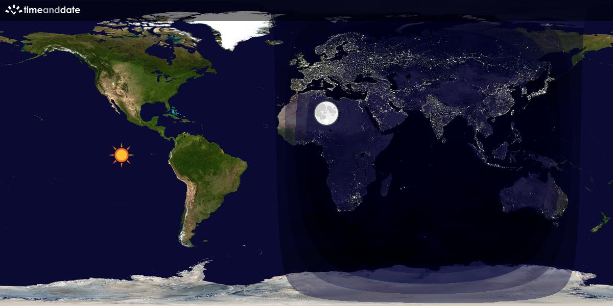Verdenskart som viser dag og natt 