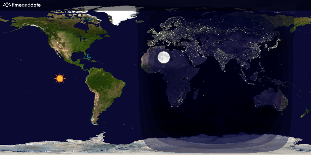 Verdenskart som viser dag og natt 