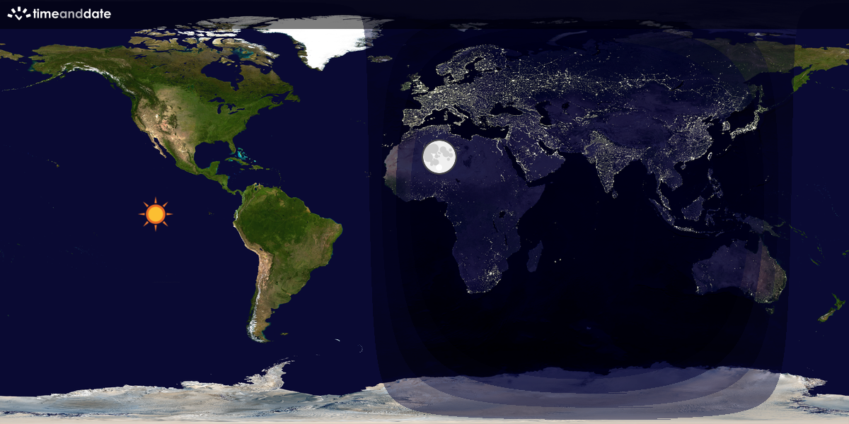 Verdenskart som viser dag og natt 