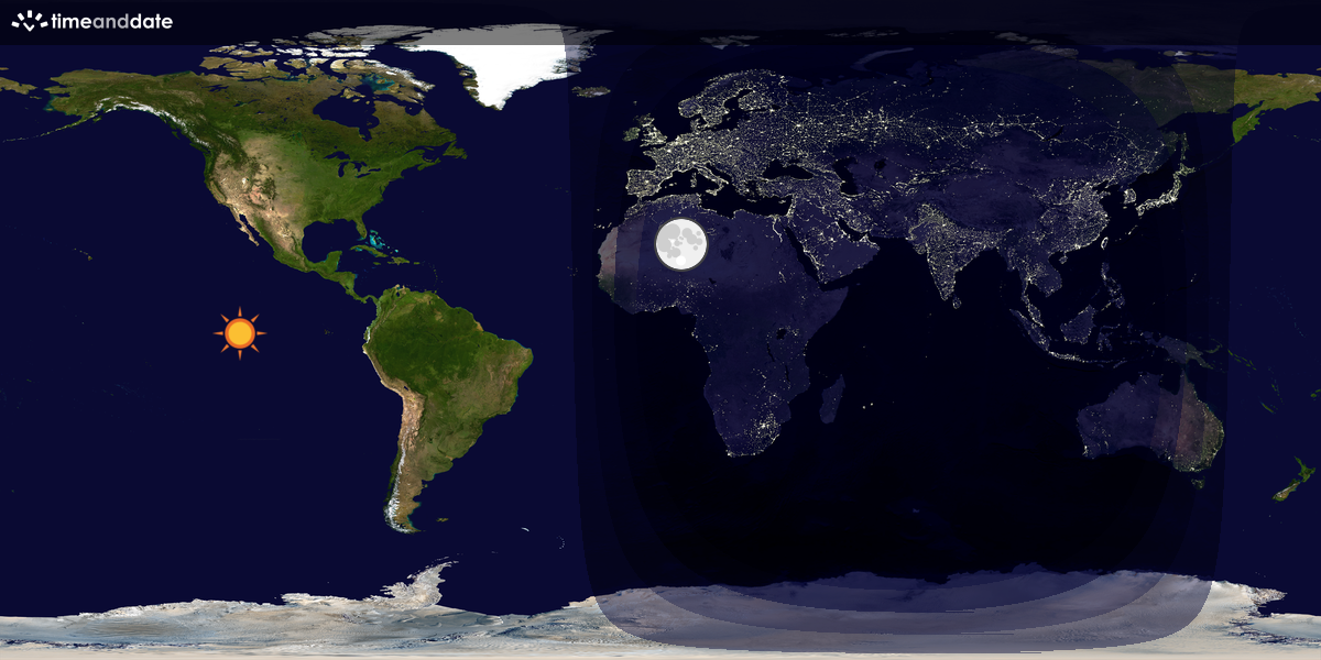 Verdenskart som viser dag og natt 