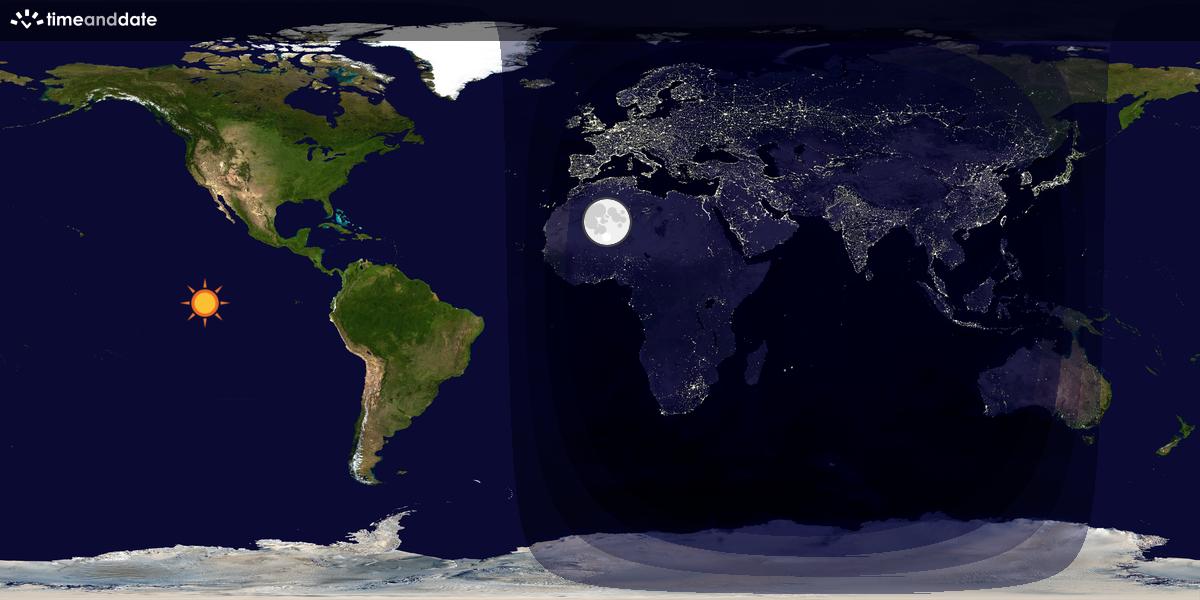 Verdenskart som viser dag og natt 