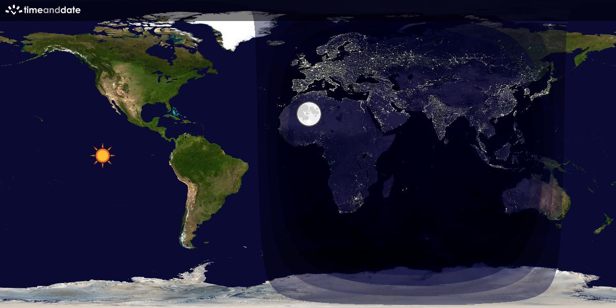 Verdenskart som viser dag og natt 