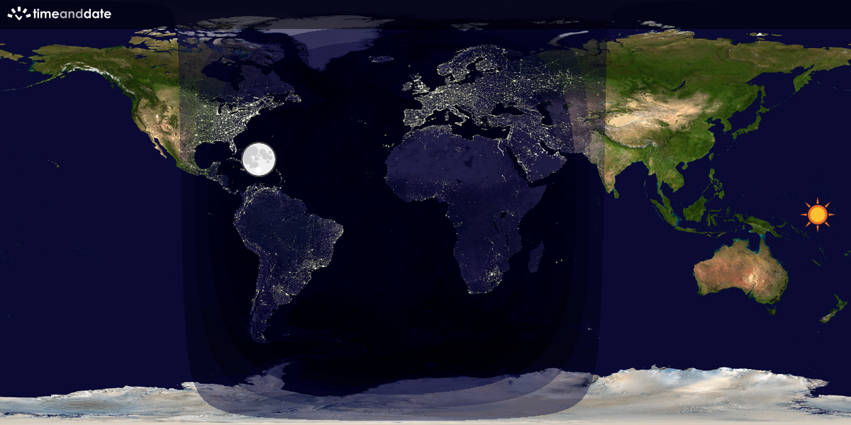 Verdenskart som viser dag og natt 