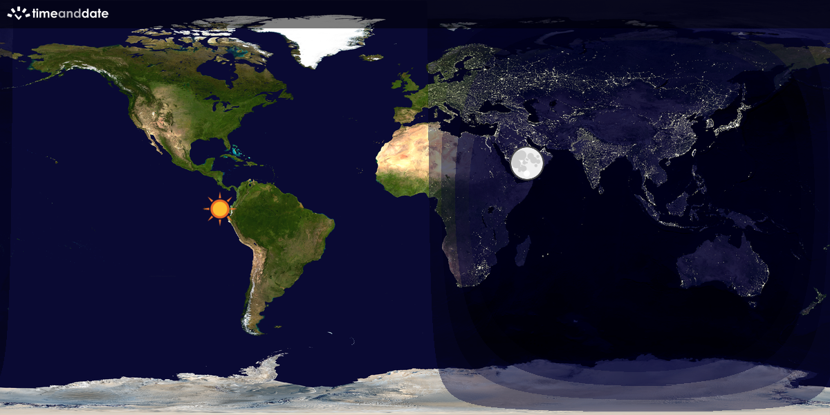 Verdenskart som viser dag og natt 