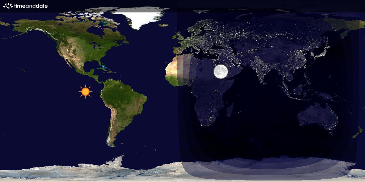 Verdenskart som viser dag og natt 