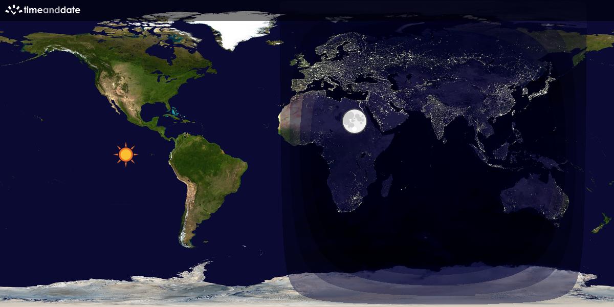 Verdenskart som viser dag og natt 