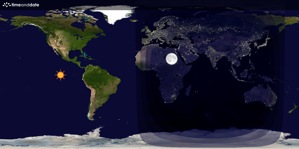 Verdenskart som viser dag og natt 
