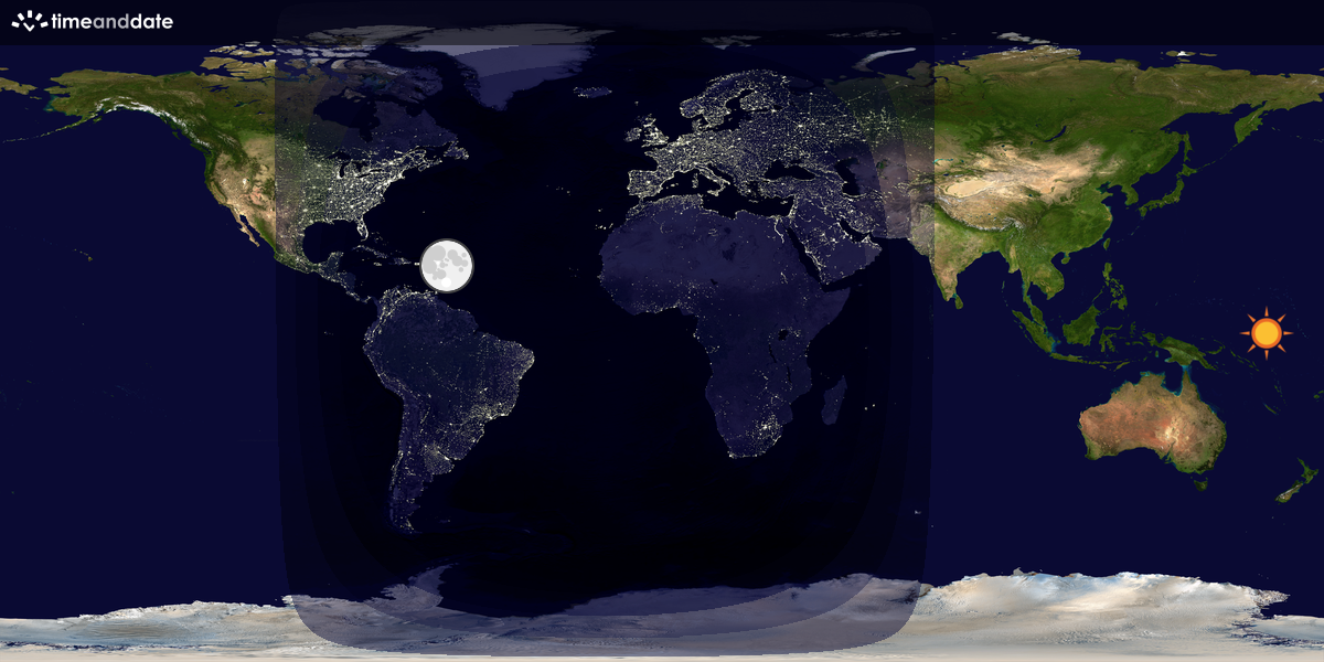 Verdenskart som viser dag og natt 