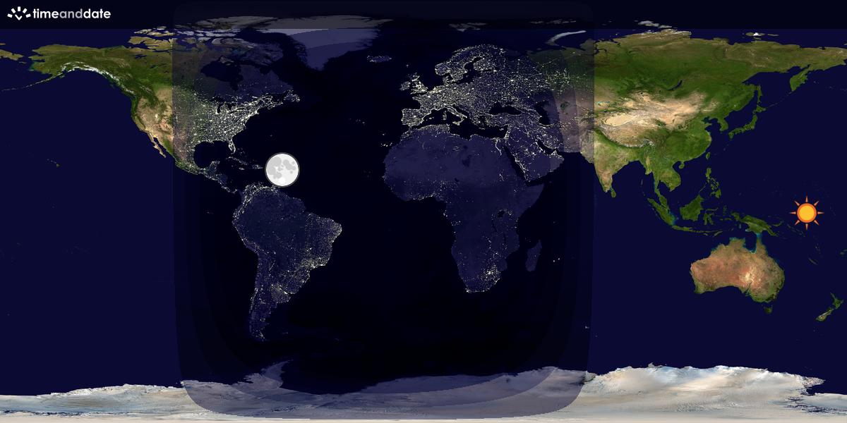 Verdenskart som viser dag og natt 