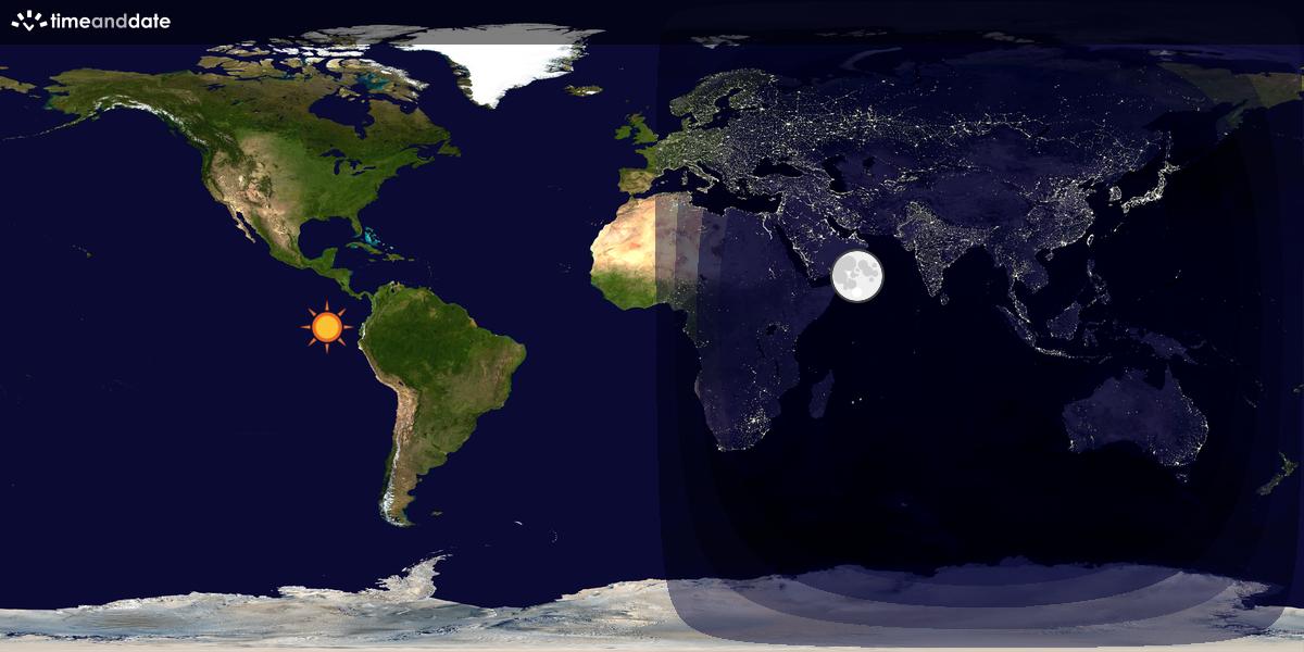 Verdenskart som viser dag og natt 