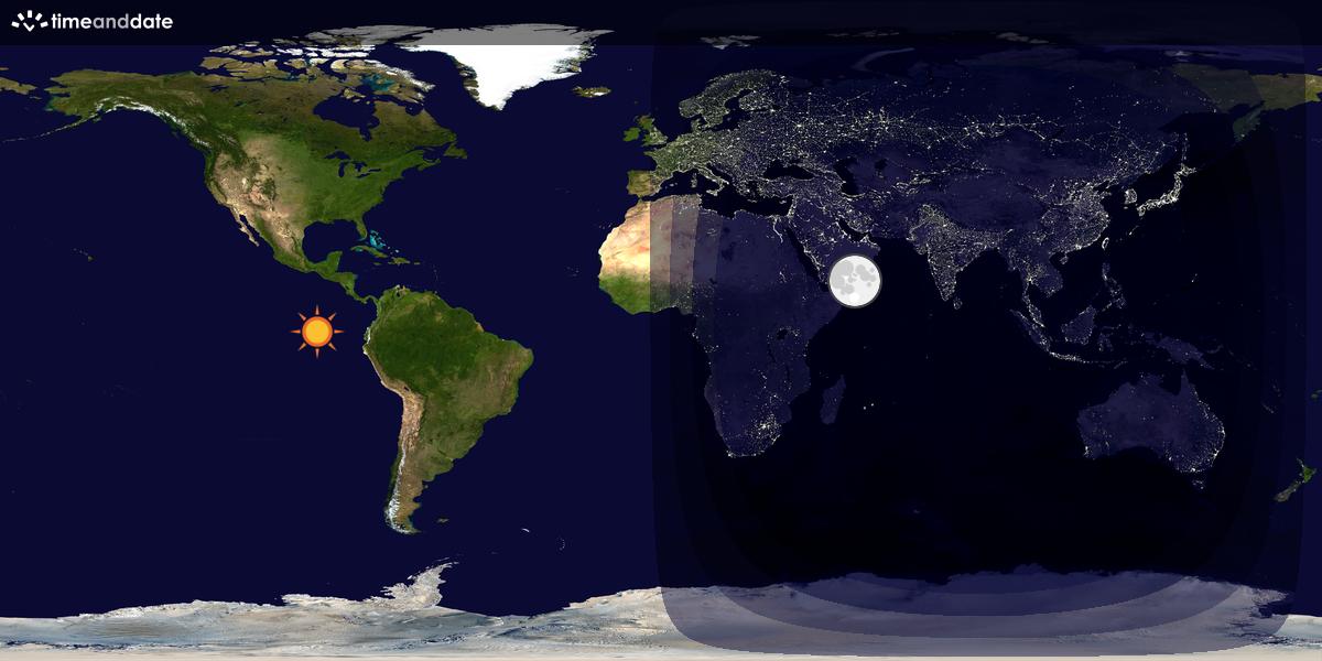 Verdenskart som viser dag og natt 