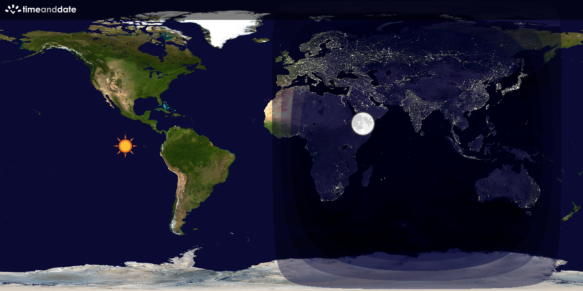 Verdenskart som viser dag og natt 