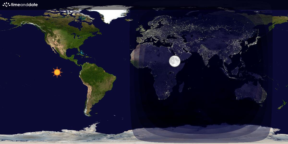 Verdenskart som viser dag og natt 