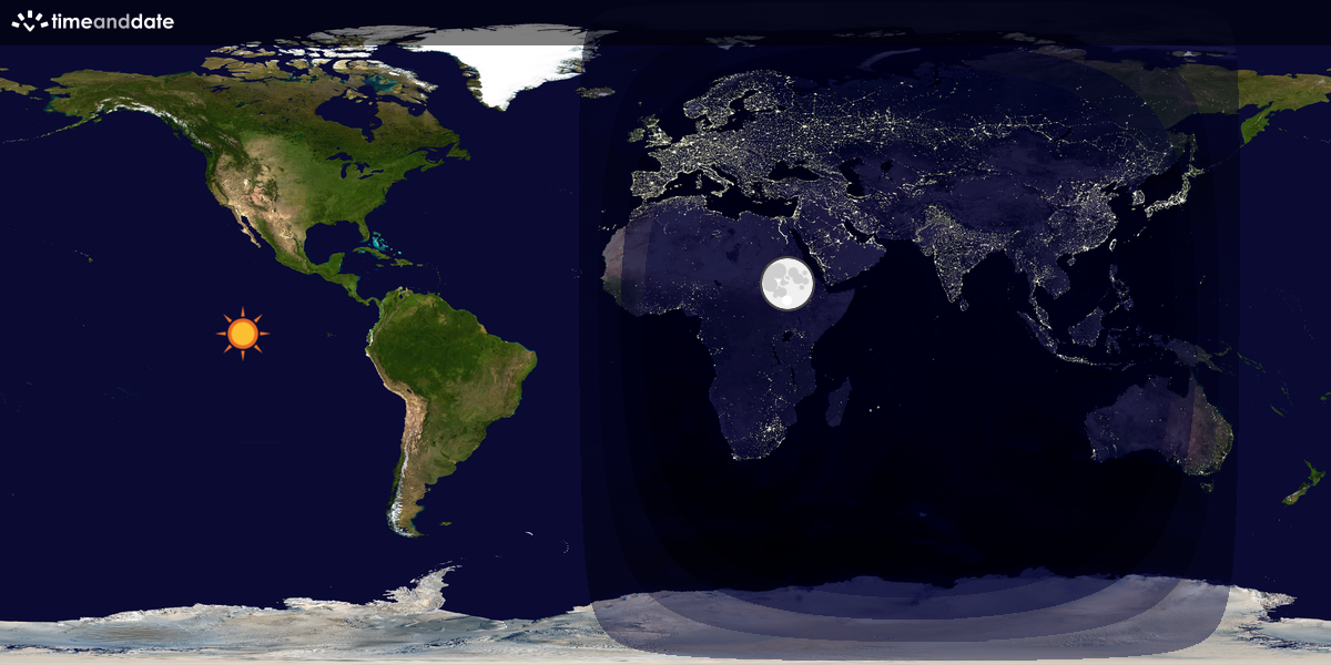 Verdenskart som viser dag og natt 