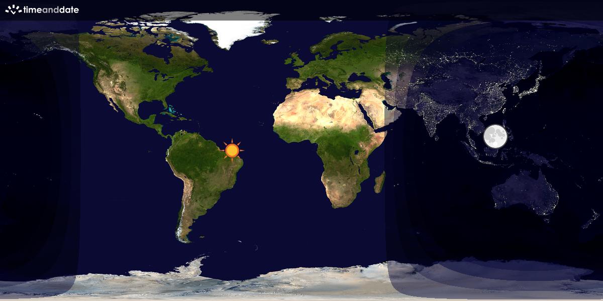 Verdenskart som viser dag og natt 
