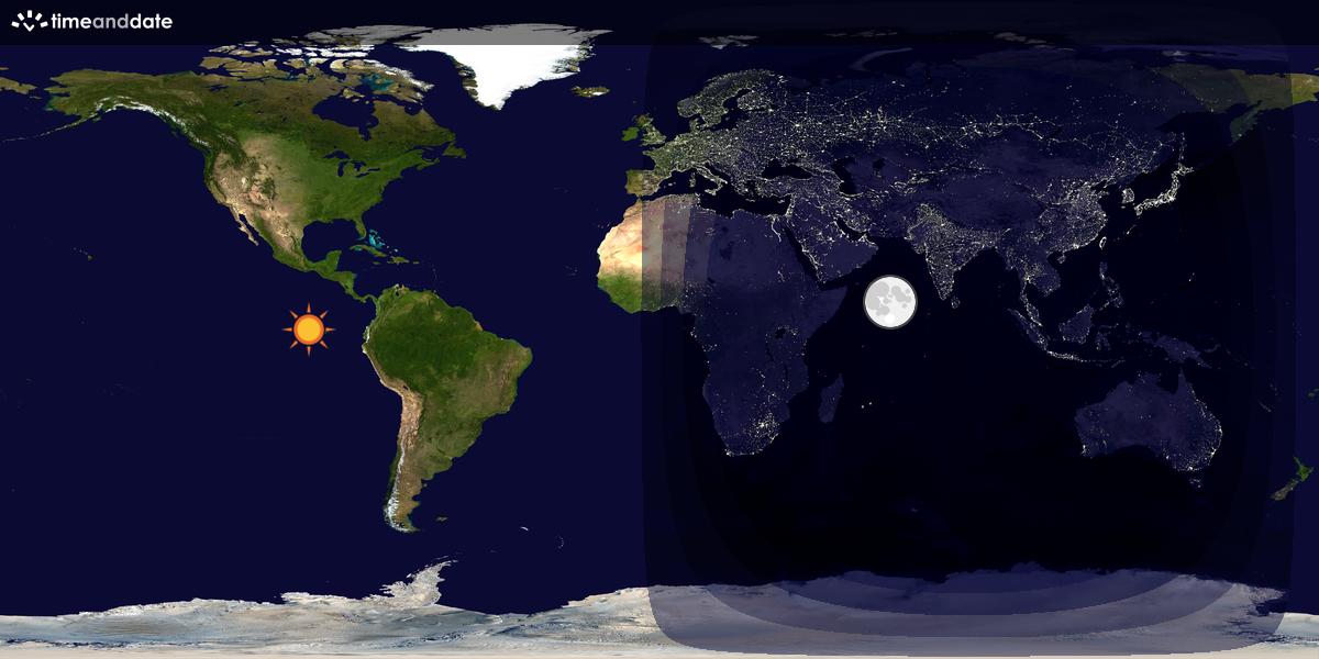 Verdenskart som viser dag og natt 