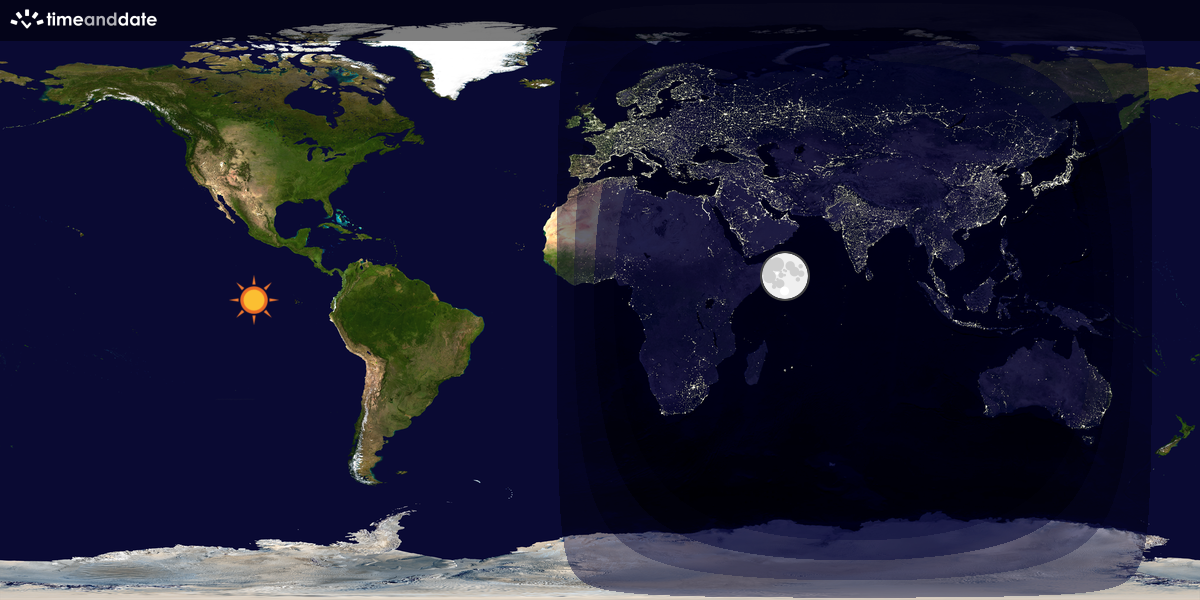 Verdenskart som viser dag og natt 
