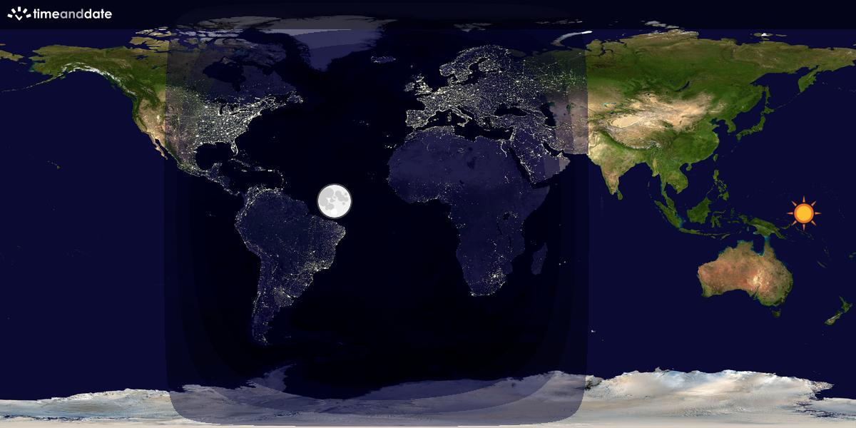 Verdenskart som viser dag og natt 