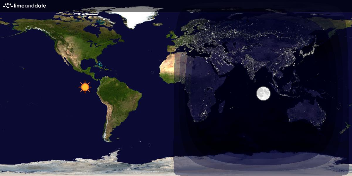 Verdenskart som viser dag og natt 
