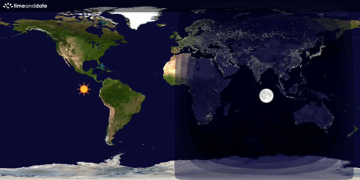 Verdenskart som viser dag og natt 