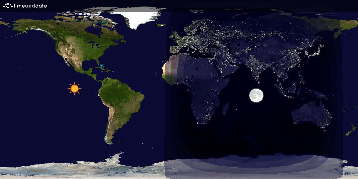 Verdenskart som viser dag og natt 