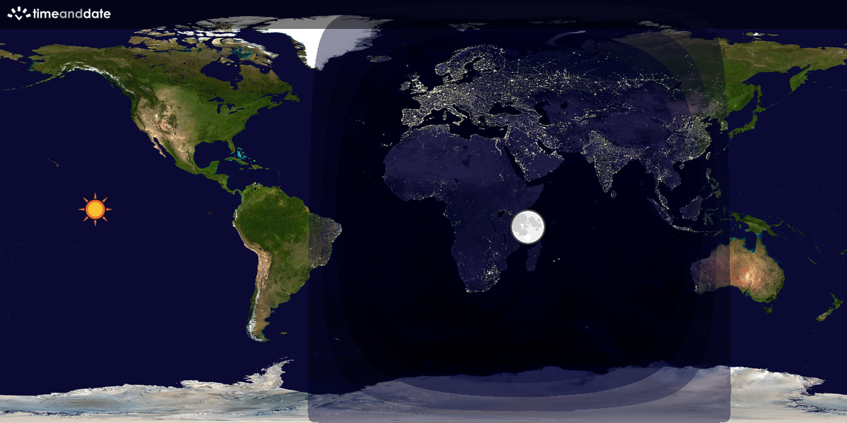 Verdenskart som viser dag og natt 