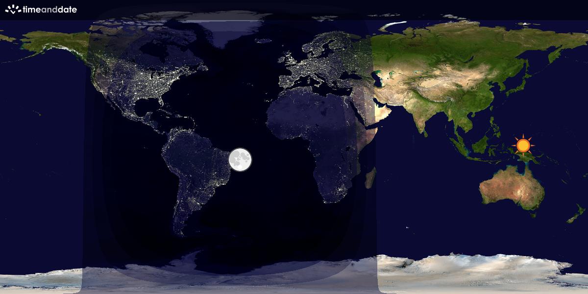 Verdenskart som viser dag og natt 