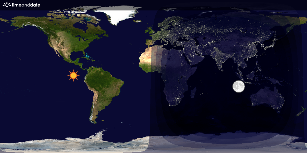 Verdenskart som viser dag og natt 