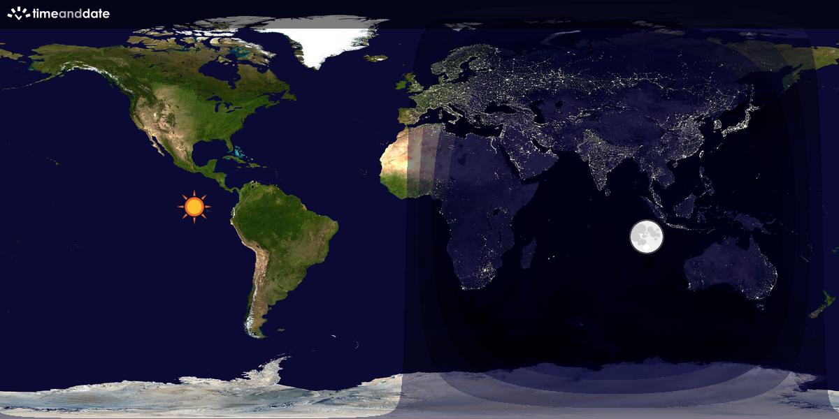 Verdenskart som viser dag og natt 