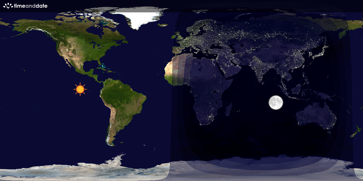 Verdenskart som viser dag og natt 