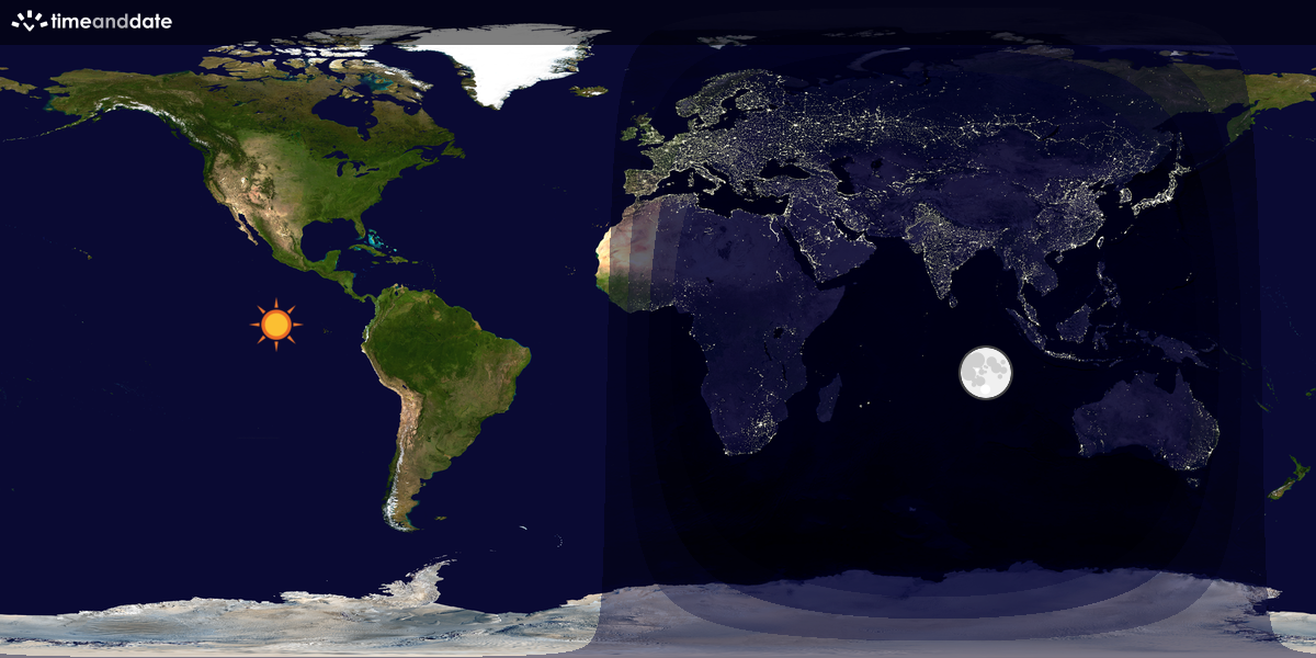 Verdenskart som viser dag og natt 