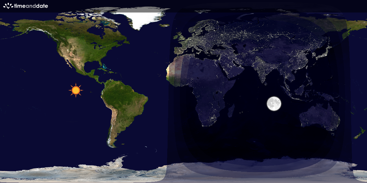 Verdenskart som viser dag og natt 