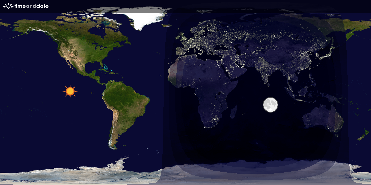 Verdenskart som viser dag og natt 