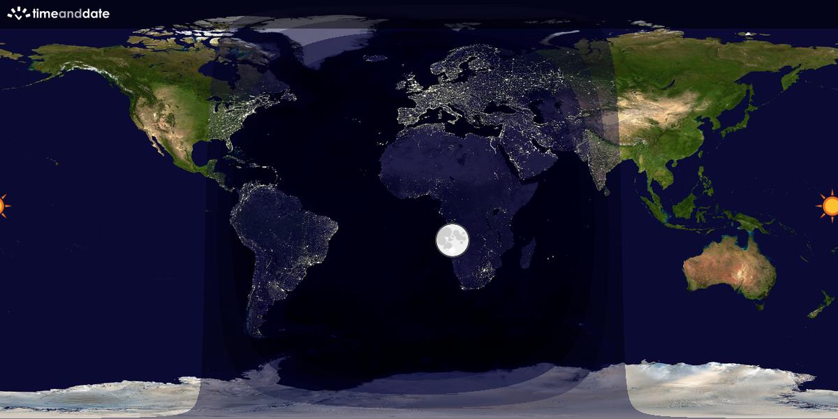 Verdenskart som viser dag og natt 