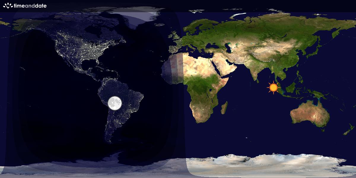 Verdenskart som viser dag og natt 