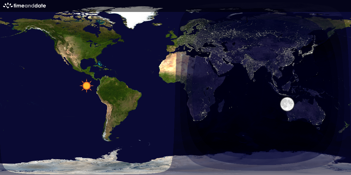 Verdenskart som viser dag og natt 