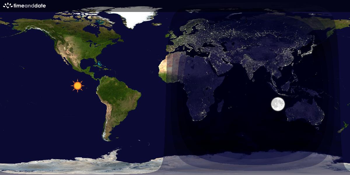 Verdenskart som viser dag og natt 