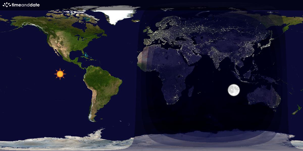 Verdenskart som viser dag og natt 