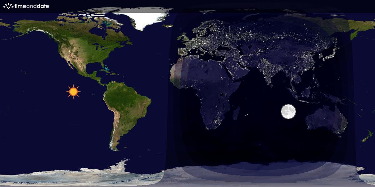 Verdenskart som viser dag og natt 