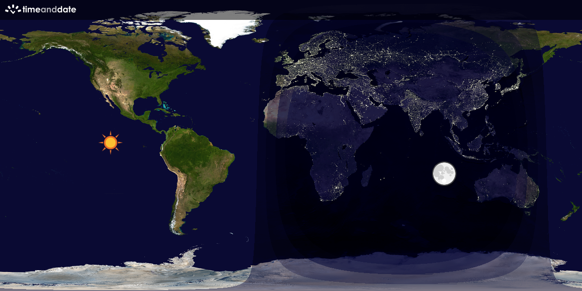 Verdenskart som viser dag og natt 