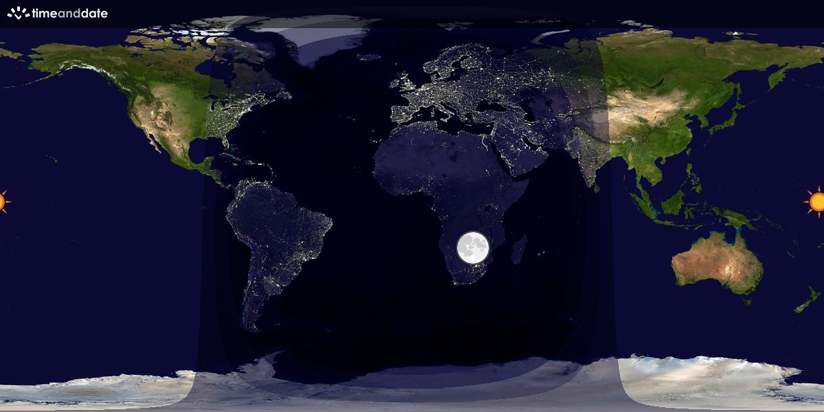 Verdenskart som viser dag og natt 