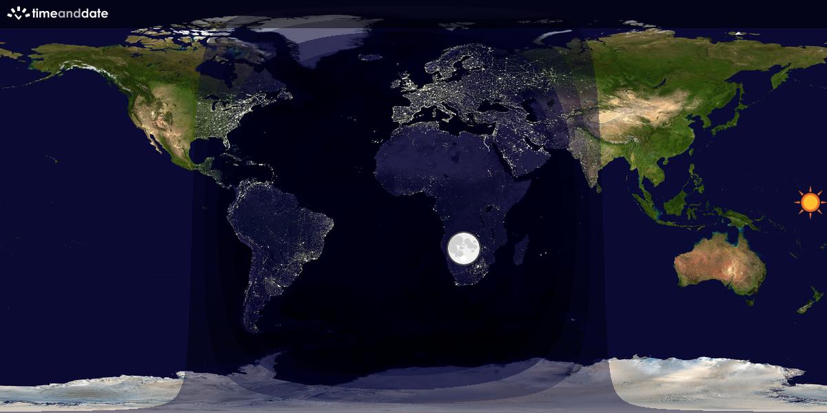 Verdenskart som viser dag og natt 