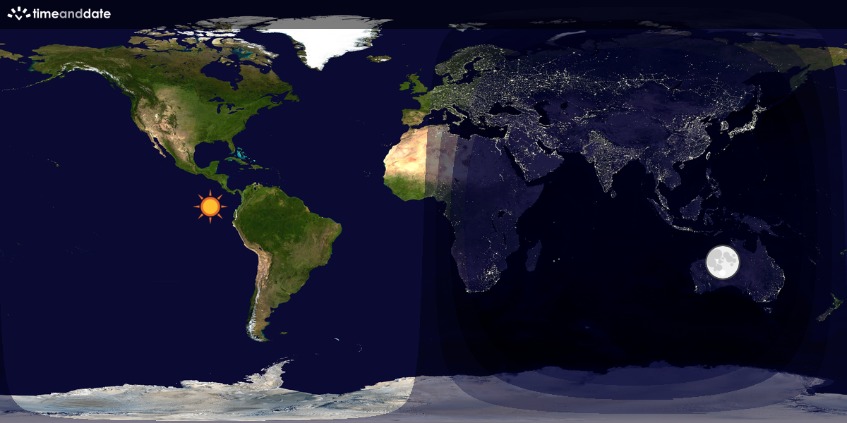 Verdenskart som viser dag og natt 