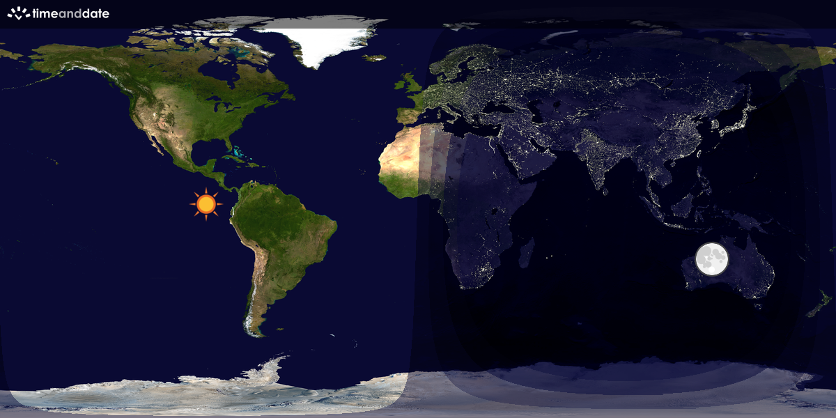 Verdenskart som viser dag og natt 
